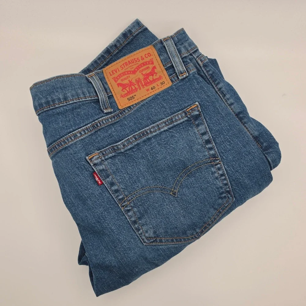 Levi's 505 Jeans Mens‎ 40x30 Blue Casual Regular Fit Denim Straight Leg